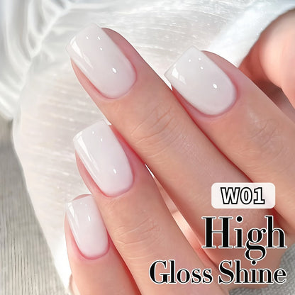 Gel Nail Polish in 15ml Milky White W01 Sheer Jelly for a Glass-Like Finish with UV/LED Cure
