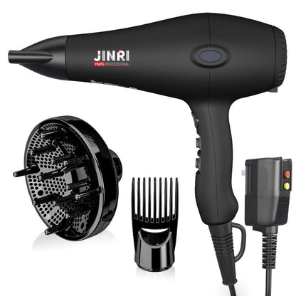 JINRI 1875W Hair Dryer with Three Heat Settings, Two Speeds and One- or Three-Accessory Package Options