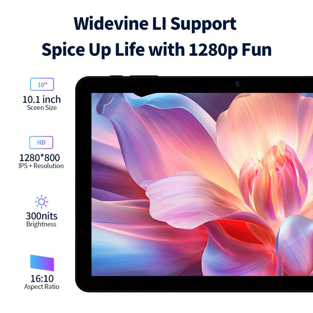 Android Tablet PRITOM 10.1-Inch with Android 14, A523 Octa-Core CPU and 32GB Internal Storage