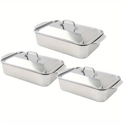 Stainless Steel Baking Tray Sets with Lids and Handles in Three Large or Six-Piece Checkout Options