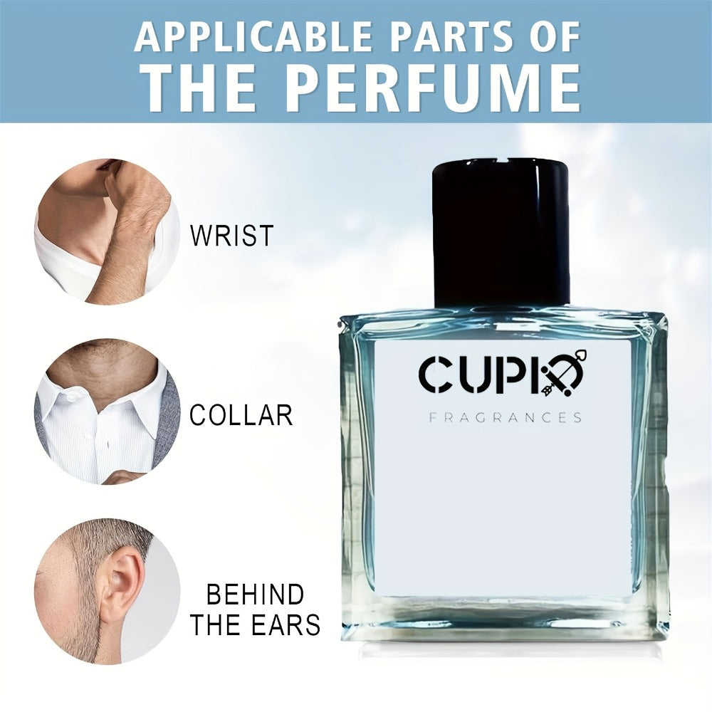 Men's Cologne CUPID 2.0 50ml Spray in Clear Square Glass Bottle with Black Cap and Single 1.69oz Selection