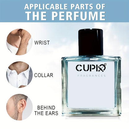 Men's Cologne CUPID 2.0 50ml Spray in Clear Square Glass Bottle with Black Cap and Single 1.69oz Selection