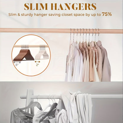 Velvet Hangers Non-Slip Slim Space Saving Clothes Hangers, Premium Flocked Suit Hangers for Closet Organization, Ultra Thin Strong Coat Hangers for Shirts Dresses Pants, 20 or 50 Pack Black Beige Pink