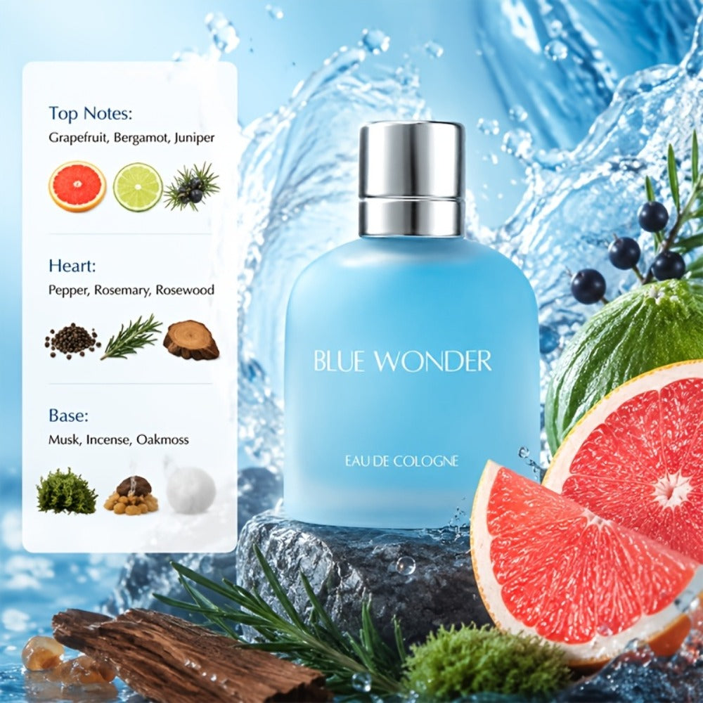 Men's Eau De Cologne Spray 3.4 fl oz, Grapefruit, Bergamot & Juniper Fragrance, Perfect Gift for Dating