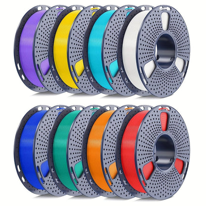 PLA Filament 8-Color Bundle 8x250g 1.75mm High Toughness – Vacuum Packed 3D Printer Filament Set 2kg | White Red Orange Yellow Green Blue Cyan Purple | Strong Durable PLA for FDM 3D Printers