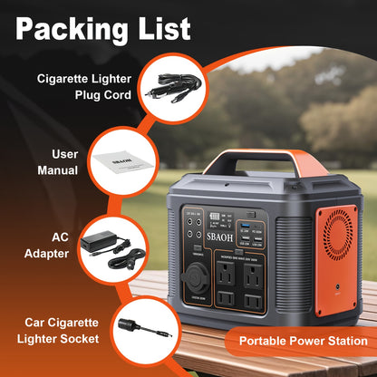 Portable Power Station 300W 296Wh - 13 Outputs, AC/USB-C PD100W/QC3.0/DC, LED Flashlight, for Camping, Road Trips, Emergency & Home Backup Power