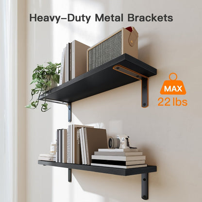 Floating Shelves Over Toilet 3-Piece Set | Farmhouse Bathroom Wall Mounted Storage Shelf for Toilet Paper, Towels & Decor – Black, Brown, Burlywood