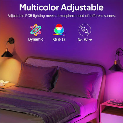 Battery-Operated Two-Light Wall Sconce Set with 13 RGB Scenes, Remote, Timer and Black or White Finish