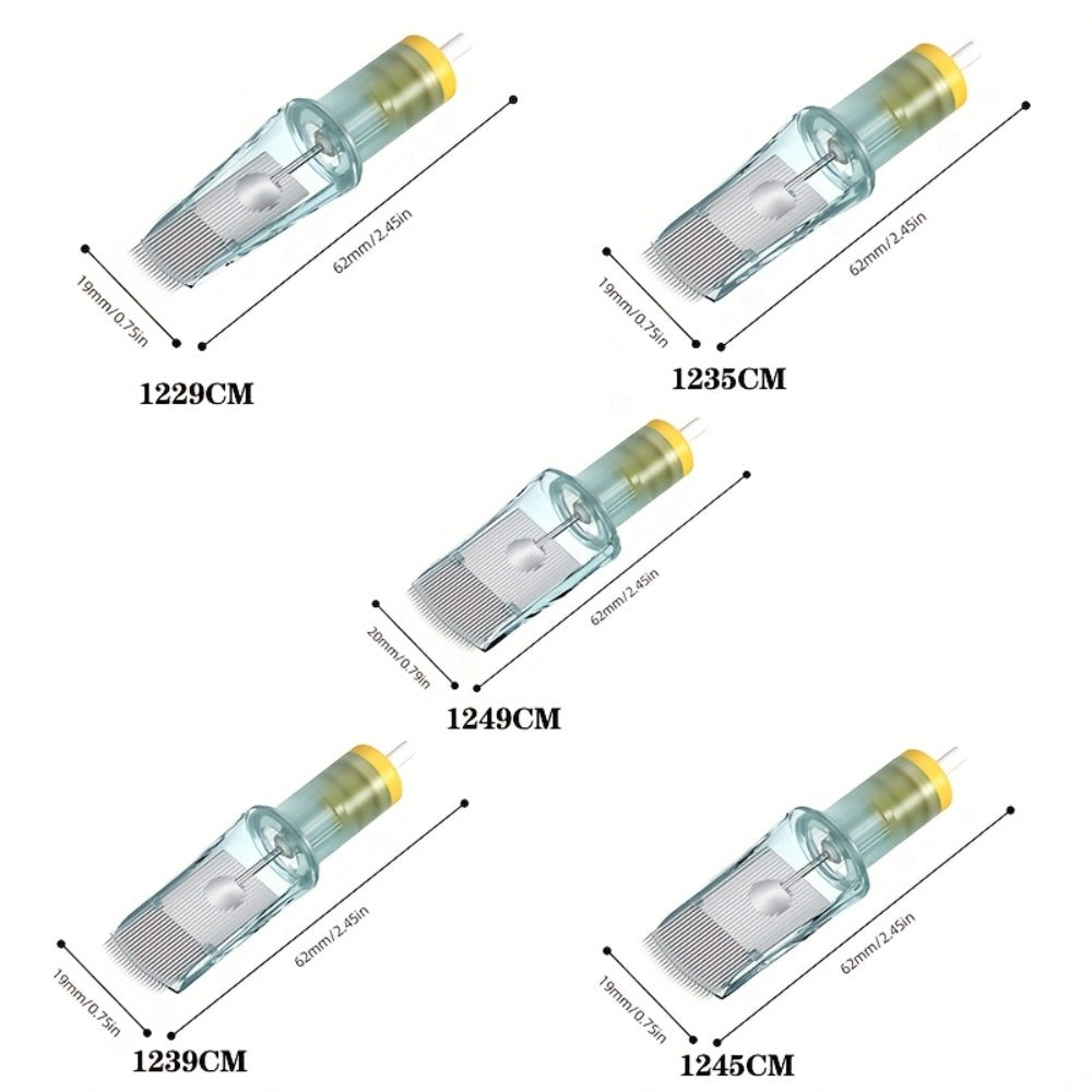 Curved Magnum Tattoo Cartridge Needles 10-Pack — Aurora II Stainless Steel, Large Ink Capacity, Low Splatter, Transparent Body, for Artists & Beginners
