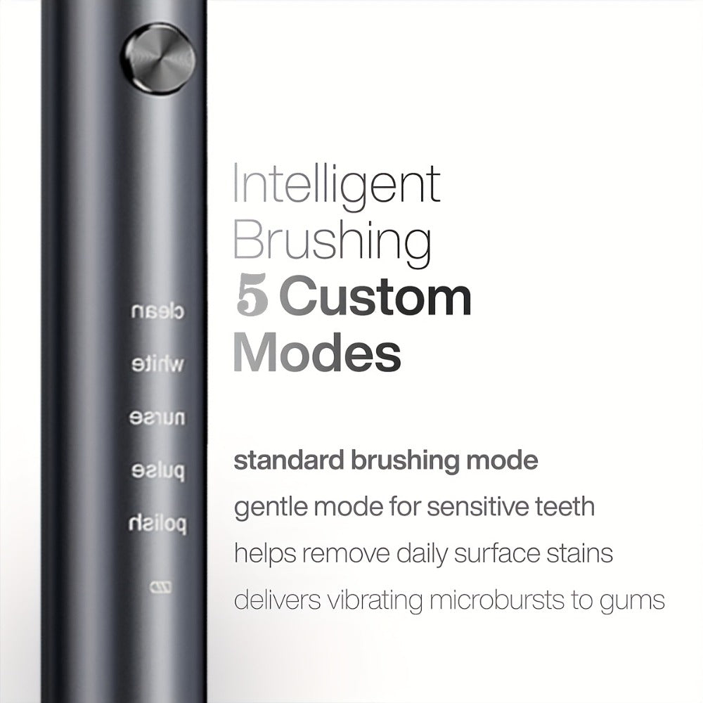 Electric Toothbrush with Five Modes, 40,000 Vibrations per Minute, Type-C Charging and Four or Eight Heads