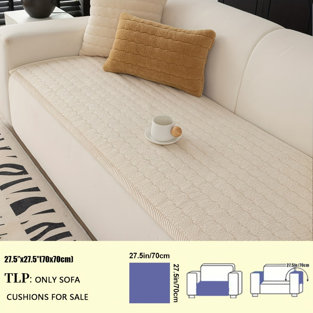 Sofa Cover Bohemian Short-Plush Quilted Panels for Armrest, Backrest and 2 to Large 4-Seater Sofas