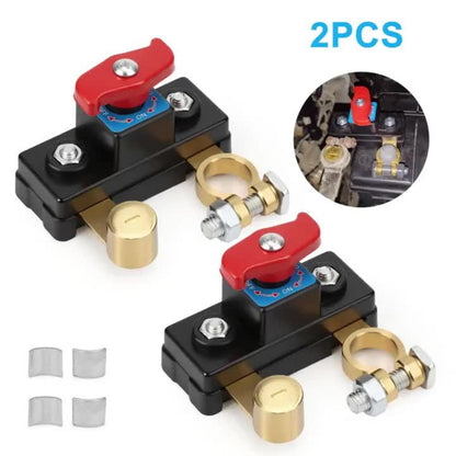 Battery Disconnect Switch 2pcs – Rotary Isolator Cut-Off for 12V & 24V Systems, Brass Corrosion-Resistant, Fits Cars Trucks Boats – No-Tool Installation