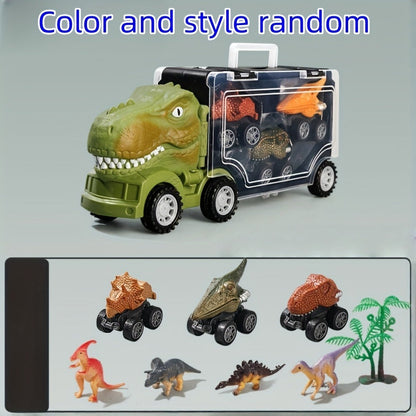 T-Rex Dinosaur Carrier Truck Playset with Mini Cars, Figures and Standard or Upgraded Package Options