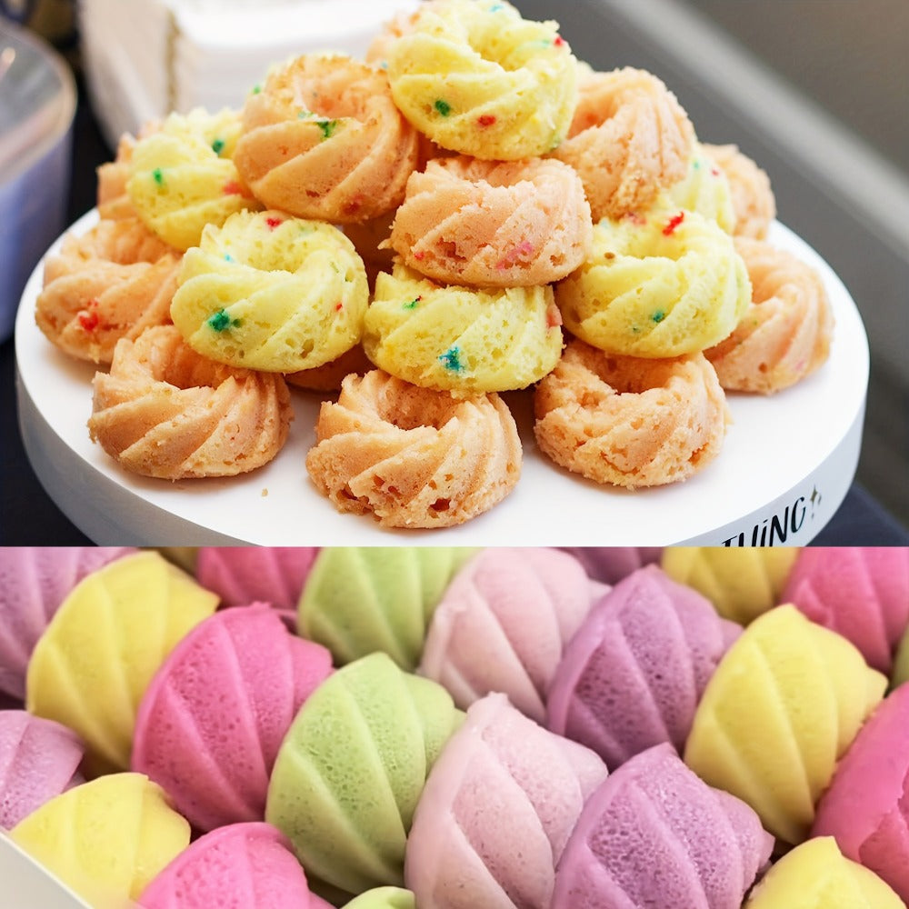 48-Piece Silicone Donut Mold Set with Four Shapes in Small or Medium Sizes for Muffins and Cupcakes