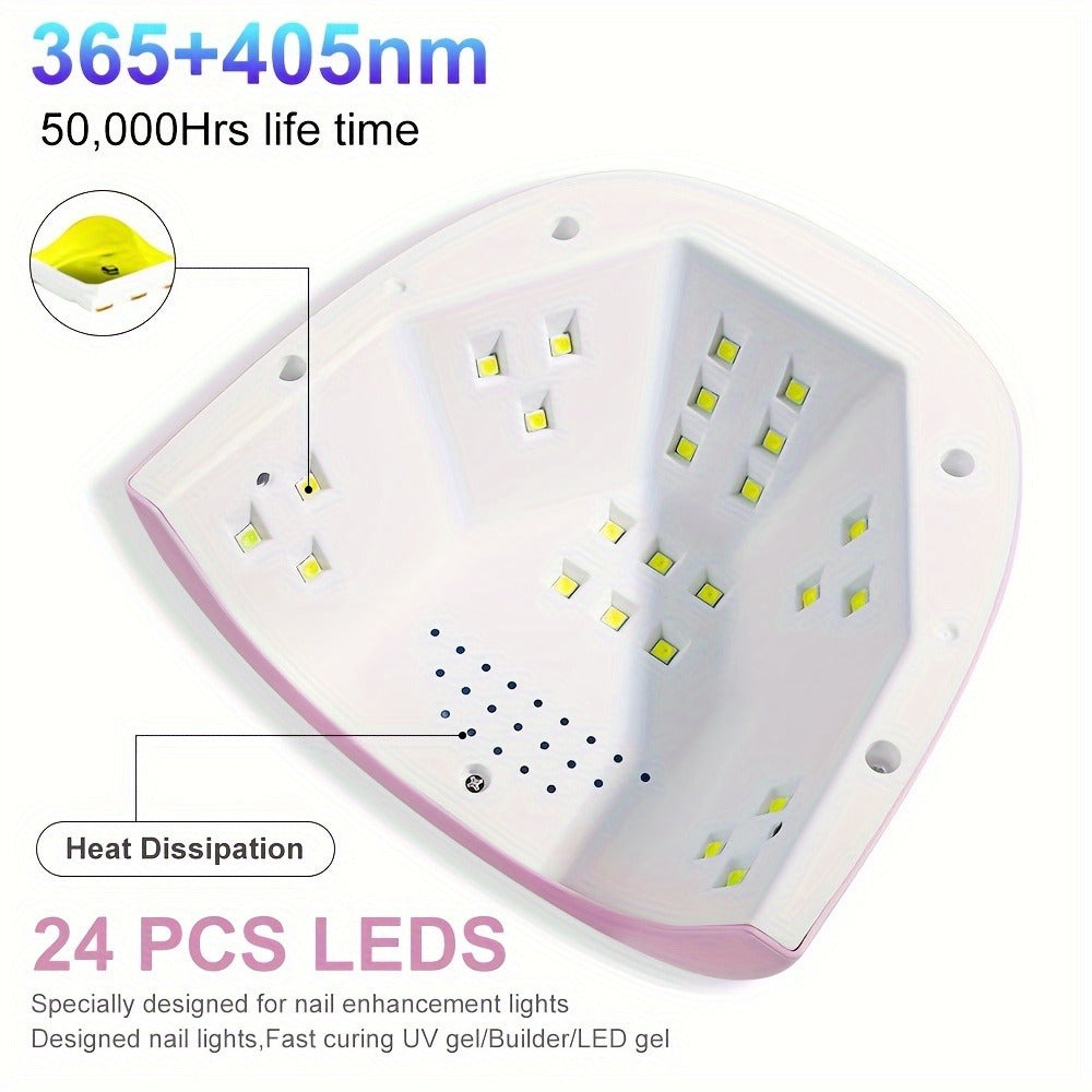 Gel Polish Curing Light USB Nail Dryer Lamp with LCD Display - Professional Nail Art Drying Lamp for All Gel Polish Manicure Pedicure Home Salon Tool, Pink White Blue