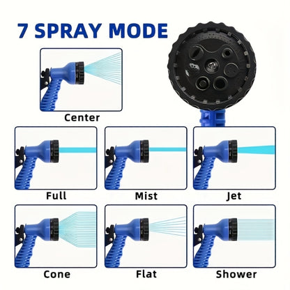 100 Foot Car Wash Hose Kit with 7-Mode High-Pressure Spray Nozzle – Tangle-Free, Kink-Resistant, Lightweight & Rust-Proof Garden Hose for Car Washing, Vehicle Cleaning & Outdoor Use, Blue