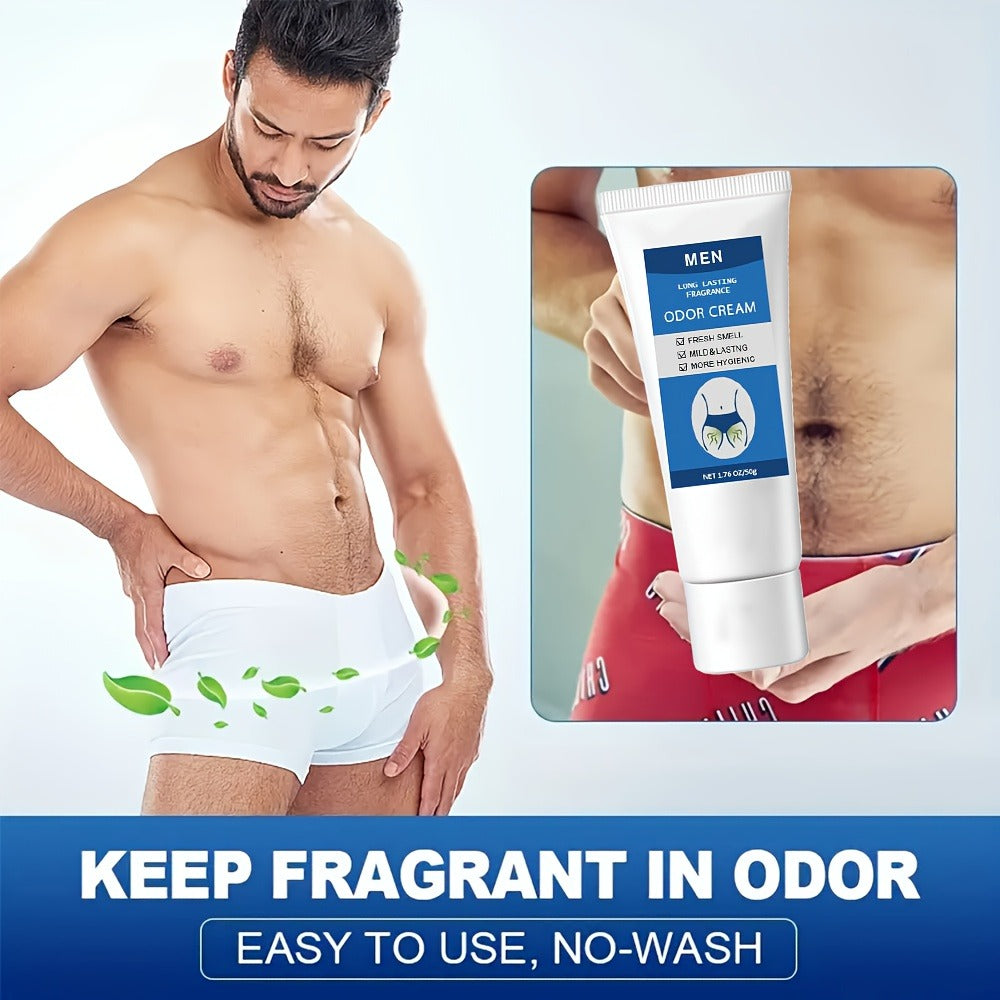 Men's Intimate Deodorant Odor Control Cream 1.76oz 50g — Long-Lasting Gentle Formula Safe for Private Parts Delicate Areas Groin Body Odor Eliminator Daily Grooming