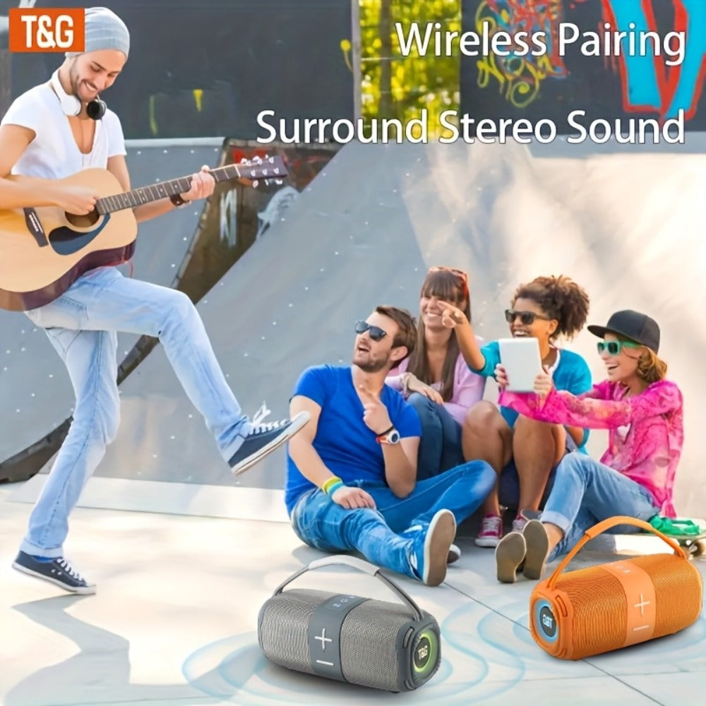 TG668 IPX4 Waterproof Portable Bluetooth Speaker with Color LED Breathing Light – High Power Outdoor Wireless Speaker, TWS Stereo, FM Radio, USB/TF, AUX, Connects Phone Tablet TV, Holiday Gift