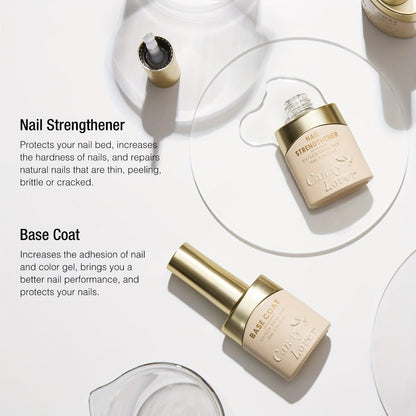 Gel Nail Base & Top Coat Set 4pcs – Glossy Top Coat, Matte Top Coat, Base Coat & Nail Strengthener, UV LED Soak-Off Gel Nail Kit for Long-Lasting Chip-Free Salon Manicure at Home