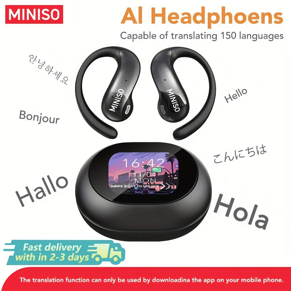 AI Translation Wireless Earbuds Real-Time 135 Languages Open-Ear Design Full-Color Touch Screen for an Everyday Personal Care Routine