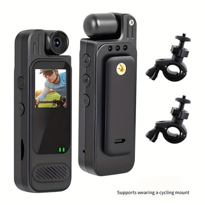 Mini Body Camera 1080P HD with Night Vision & 180° Rotating Lens – 5-Hour Battery, Loop Recording, Infrared IR Lights, USB Rechargeable for Outdoor Sports, Travel & Personal Security