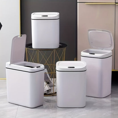 Motion-Activated Touchless Trash Can with Lid – Smart Sensor Waste Bin for Kitchen, Bathroom, Office & Home, Minimalist Rectangular Design, Battery Powered, 3-4 Gallon