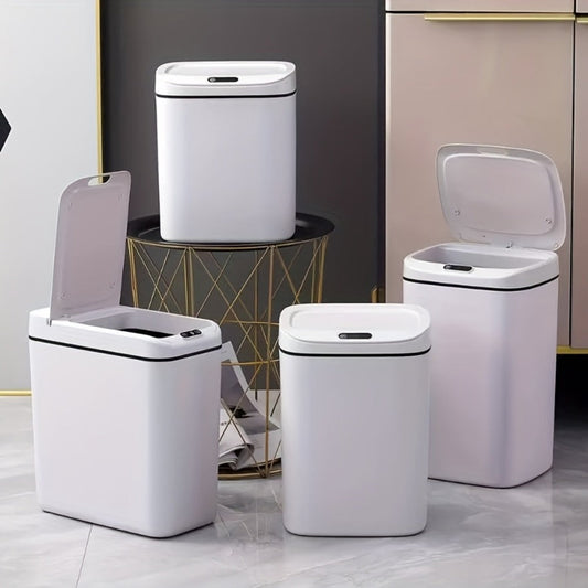Motion-Activated Touchless Trash Can with Lid – Smart Sensor Waste Bin for Kitchen, Bathroom, Office & Home, Minimalist Rectangular Design, Battery Powered, 3-4 Gallon