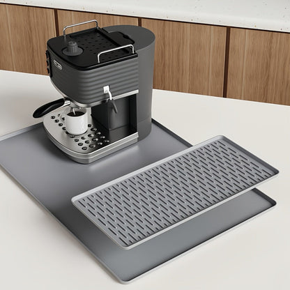 Kitchen Mat, 23.6x15.7-Inch Silicone Coffee Machine Mat with Detachable Side Pad and Three Styles