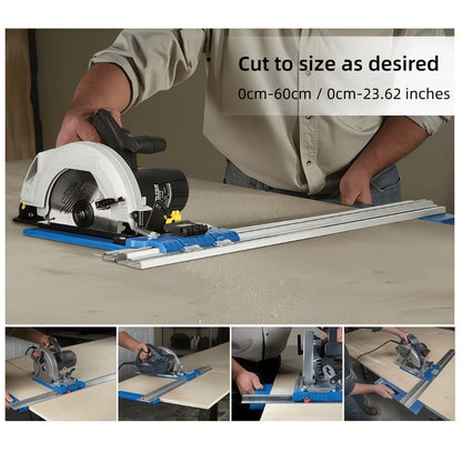 Metal Circular Saw Guide Rail for Straight Manual Cuts in Blue, Yellow, Orange or Red for Workshop Projects