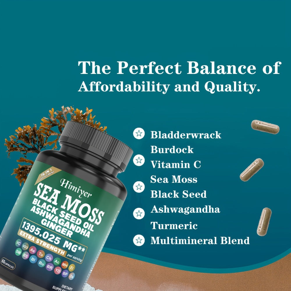 Herbal Supplements with DREAMOSE Label, Sea Moss Blend Capsules, 3 Bottles and 180 Capsules Total