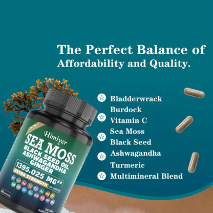 Herbal Supplements with DREAMOSE Label, Sea Moss Blend Capsules, 3 Bottles and 180 Capsules Total