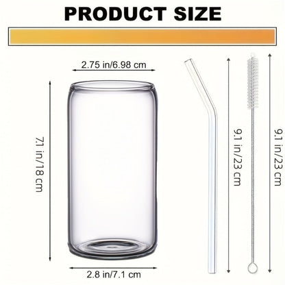 Glass Coffee Mug with Bamboo Lid & Straw | Iced Coffee Glass Cup Set, Mason Jar Mug, Reusable Drinking Glasses, Holiday Gift