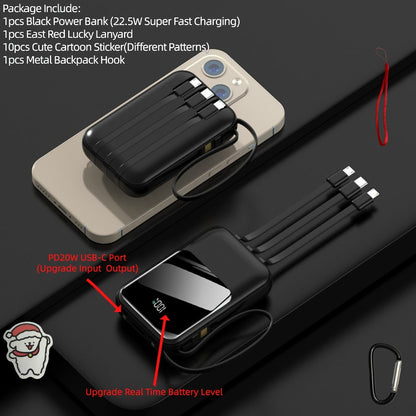 Power Bank 10000mAh Compact with Cable Set, 5W/15W/22.5W Variants, LED Light and Digital Display