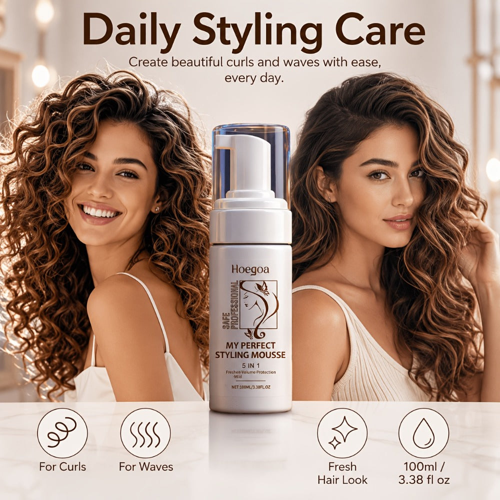 100 ml Hair Styling Mousse with Mint Extract and Hyaluronic Acid for Flexible Hold and Volume