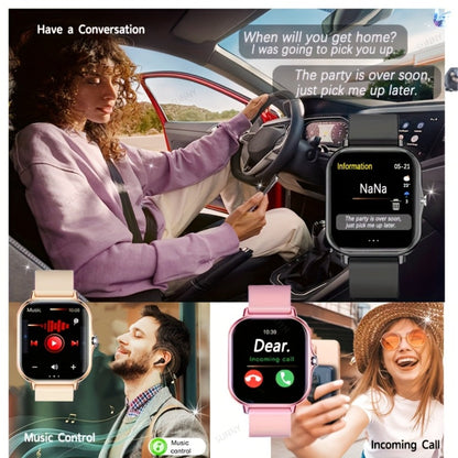 Smartwatch with Free Bonus Strap, 1.83" Full Touch Screen, Phone Answering & Message Notifications, Step & Calorie Pedometer, Multiple Exercise Modes, Weather Alerts, Heart Rate Monitor – Men & Women Android & iPhone