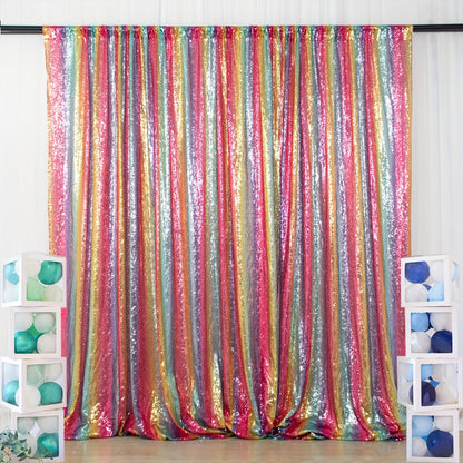 Sequin Backdrop Curtain for Party Wedding - 4x8ft Shimmering Glitter Curtain for Birthday Photo Booth Stage Decoration, Easy Hang, Multi-Color
