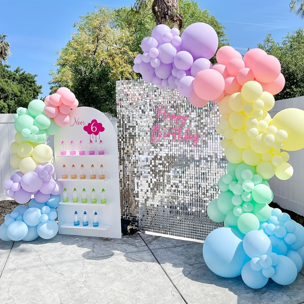 Pastel Balloon Set 370pcs – 10 & 5 Inch Macaron Latex Balloons with Wreath Kit for Birthday Party, Wedding, Graduation & Celebration Decorations