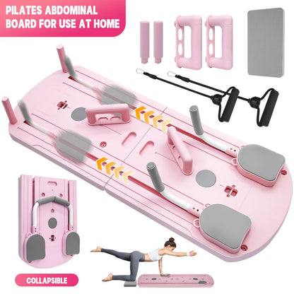 Foldable Pilates Board 8-in-1 with Resistance Bands – Anti-Slip Yoga Push-Up Board for Core Strength, Balance, Fat Burning & Full Body Home Gym Training