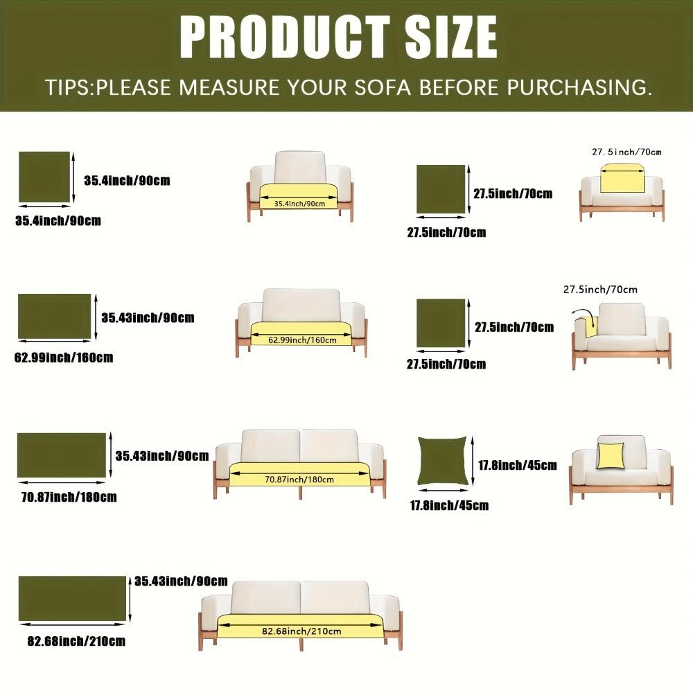 Sofa Cover Ribbed Chenille Stretch Panels with Non-Slip Design for 1 to 4 Seats, Armrests or Cushions