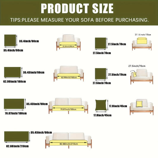 Sofa Cover Ribbed Chenille Stretch Panels with Non-Slip Design for 1 to 4 Seats, Armrests or Cushions
