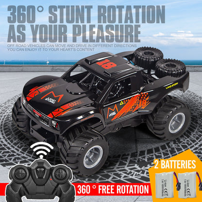 RC Monster Truck or Pickup 1:16 Scale in Five Body and Color Styles with 4WD Layout and Two Rechargeable Batteries