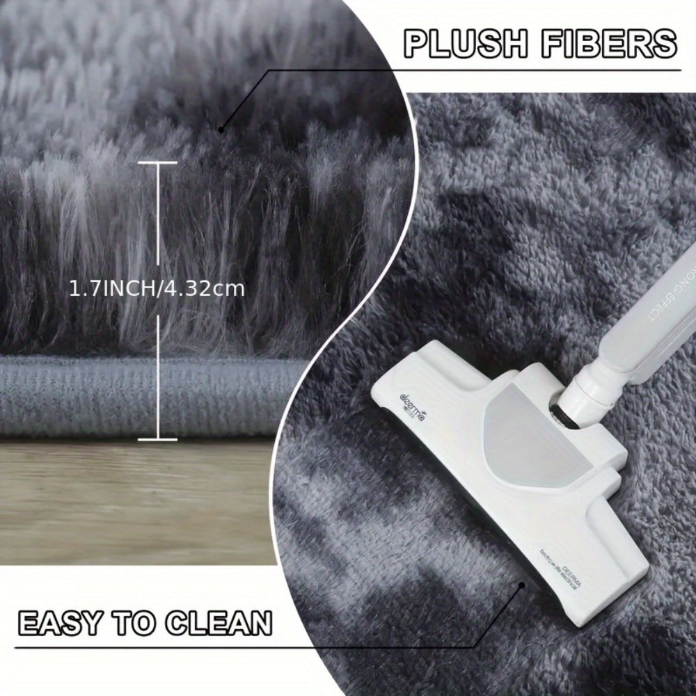 Tie-Dye Plush Area Rug with 160 x 80 cm Light Gray or 160 x 90 cm Light Gray and Dark Black Options
