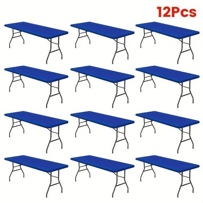 Tablecloth Elastic Cover Set for 6-Foot Rectangle Tables in 3, 6, 9 or 12 Pieces and Three Colors