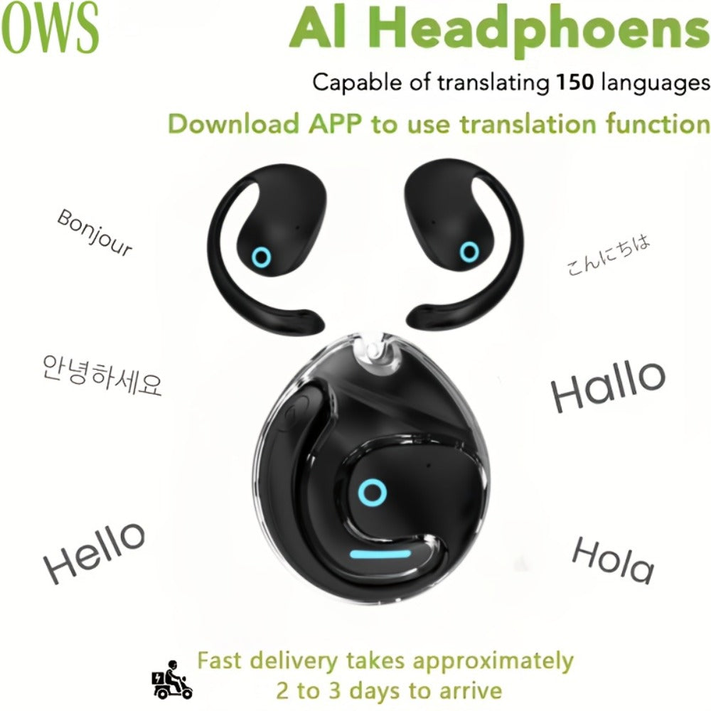 144-Language AI Real-Time Translation Earbuds, Two-Way Interpreter Earphones USB & Battery Rechargeable with Carrying Pouch, for Travel Business Shopping Learning Language Study
