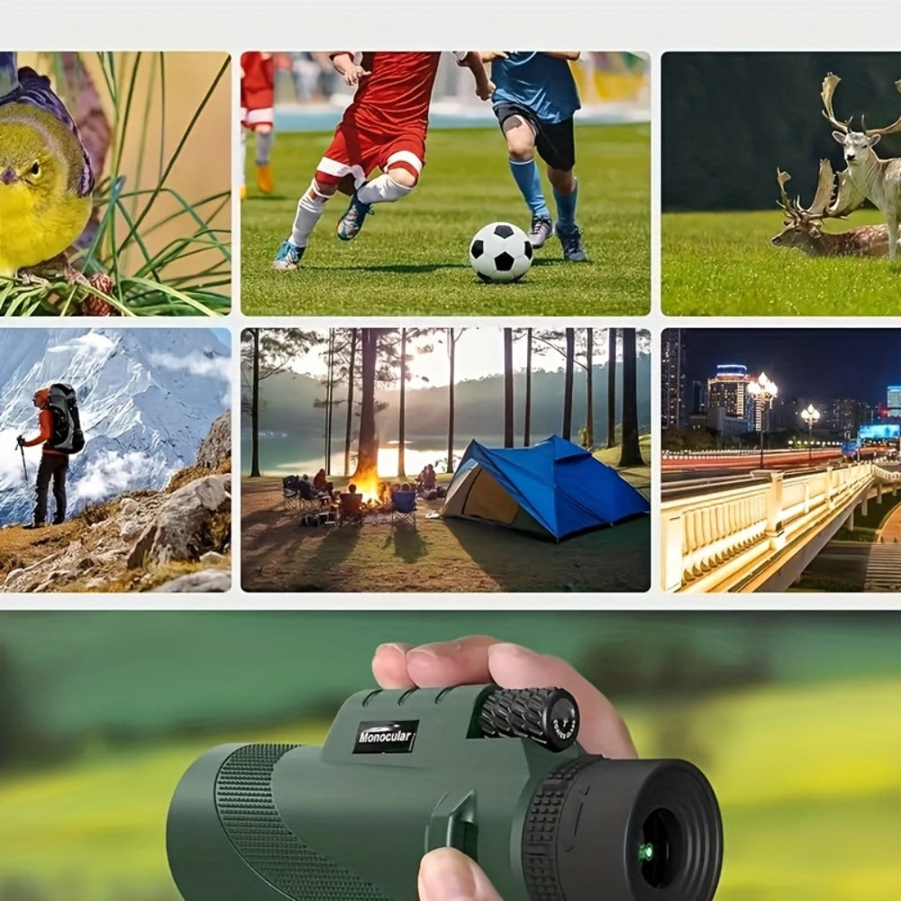 10x42 Monocular Telescope with Smartphone Adapter, Tripod and Black or Green Checkout Options