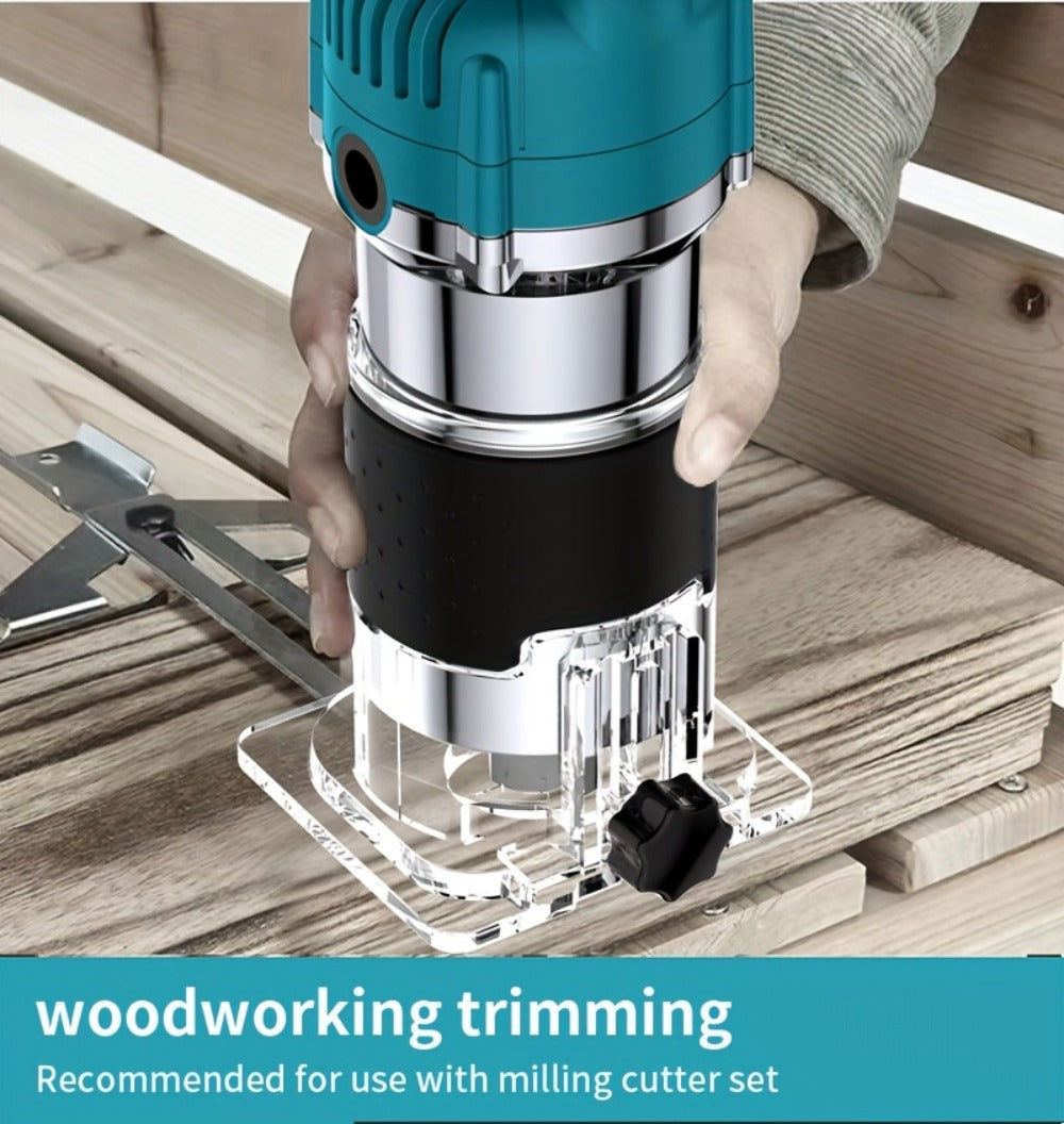 Electric Edge Cutting Machine Multifunctional Wood Router Trimmer - Adjustable Speed, Wood Chamfering Slotting Milling Carving Tool with Accessories, Industrial Planer for Woodworking