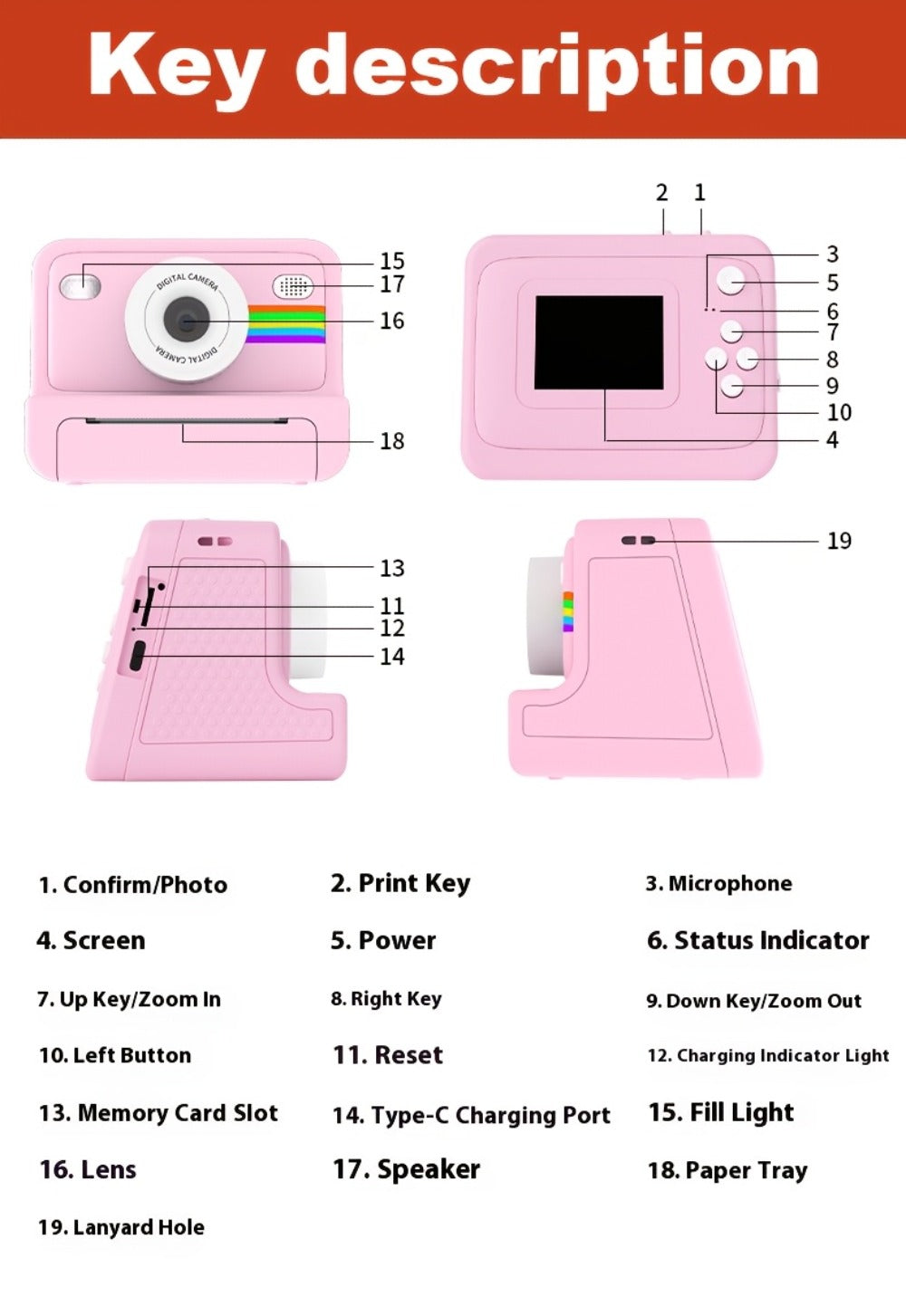 Instant Print Digital Camera with 1-Second Photo Printing | 1080P HD Screen, Selfie & Video Camera, 3 Rolls Paper Included | Portable Travel Camera Gift for Kids, Teens & Adults