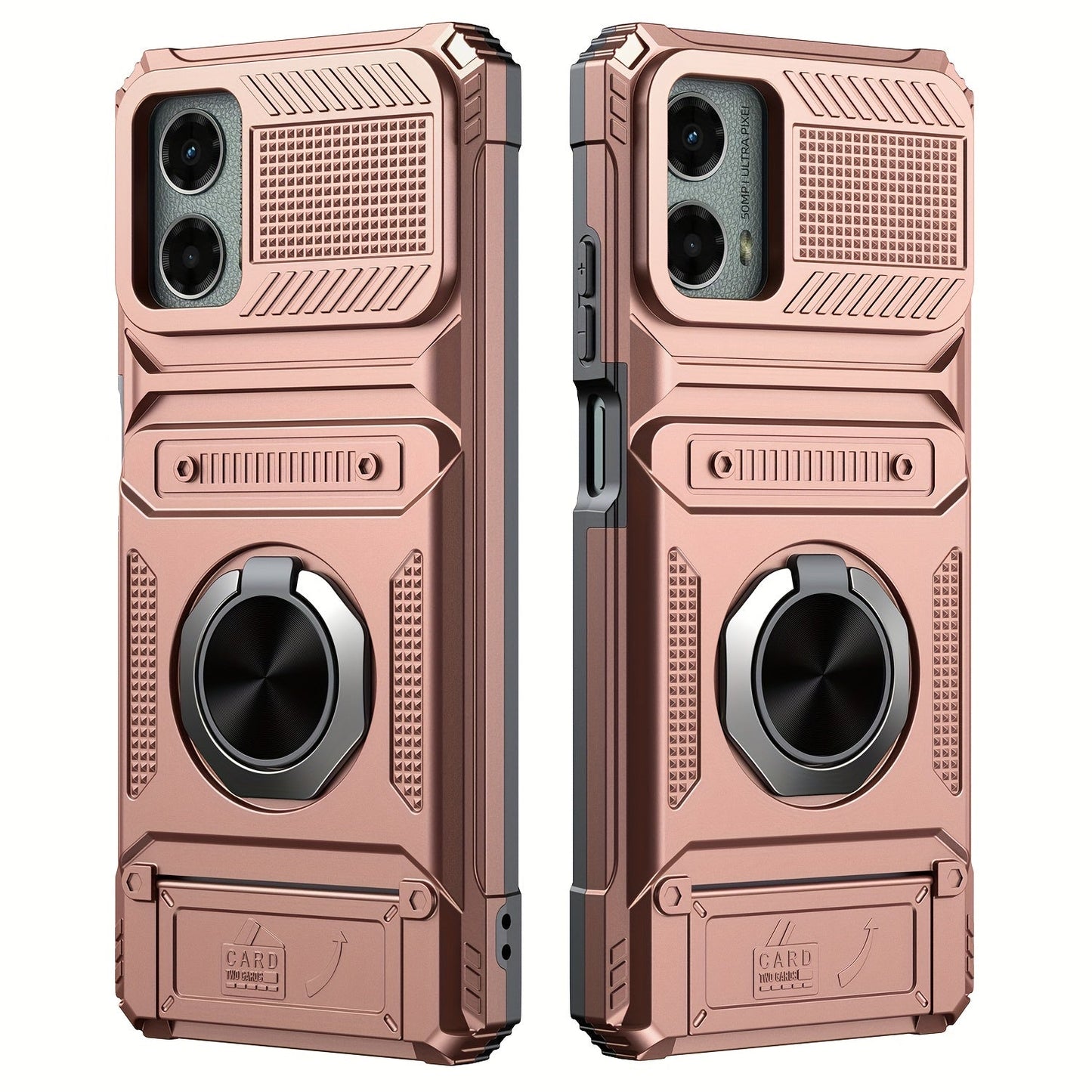 Wallet Moto G 5G 2025 2024 Case Card Holder 360° Ring Stand Dual Layer Shockproof Magnetic Car Mount Compatible Cover for Motorola Moto G 5G – Black Blue Red Rose Gold