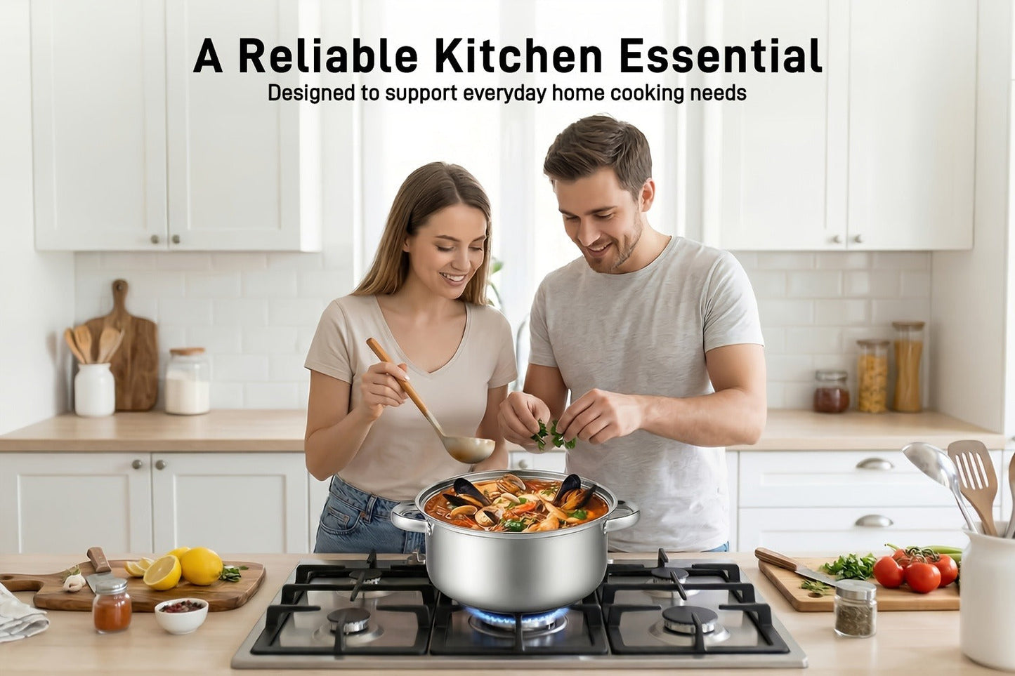Stainless Steel Soup Pot Apple Pot Heat Resistant Handles Dishwasher Safe Versatile Cookware for Boiling Steaming Stewing Everyday Kitchen Cooking Healthy Safe Silver