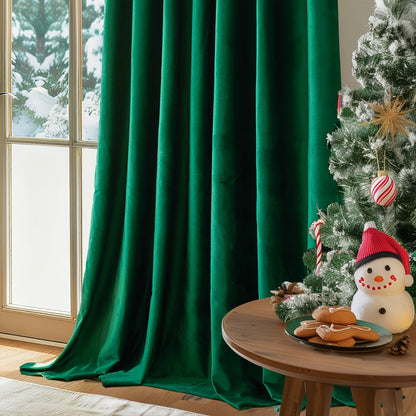 Velvet Room Darkening Curtains 2 Panels | Grommet Top Thermal Insulated Soundproof Blackout Curtains for Living Room Bedroom, Soft Solid Color Vintage Window Drapes